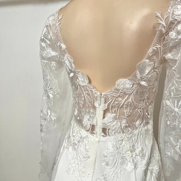 Lulus Wedding Eternity With You White Lace Long Sleeve Dress Size 2 - Picture 12 of 15